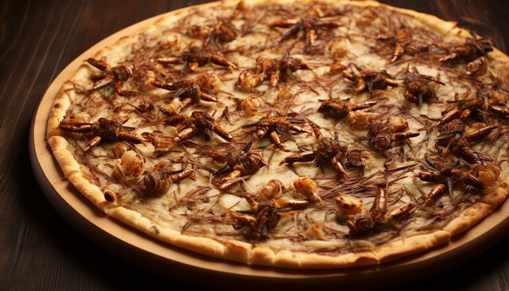 Pizza de chapulines y otros insectos comestibles